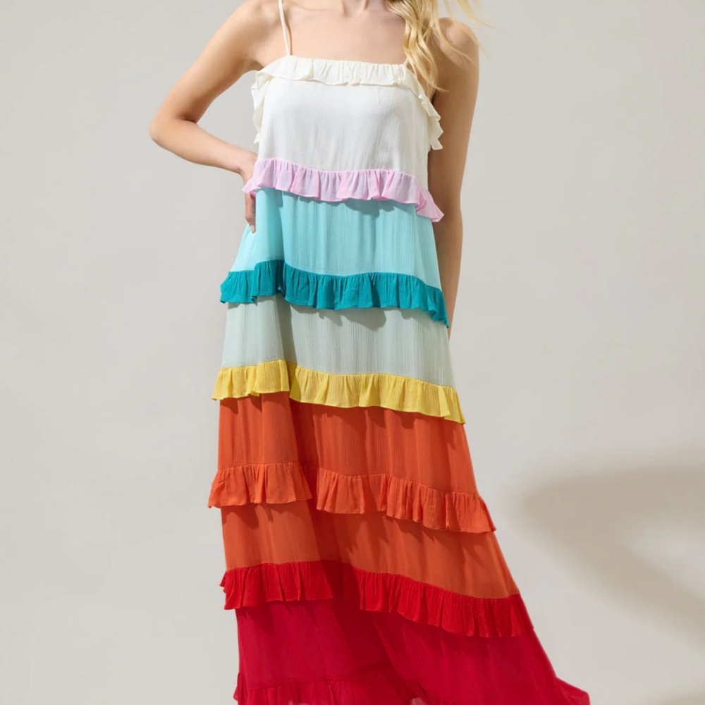 SugarLips Multicolor Tiered Maxi Dress